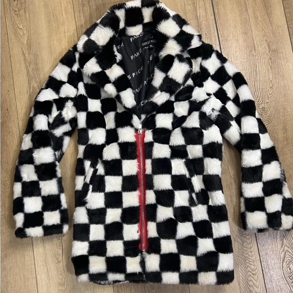 Dollskill Faux Fur Checked  Jacket